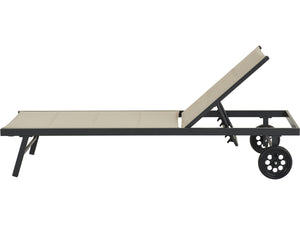 Lettino trapuntato in textilene e alluminio "Bella" - Phoenix - Taupe