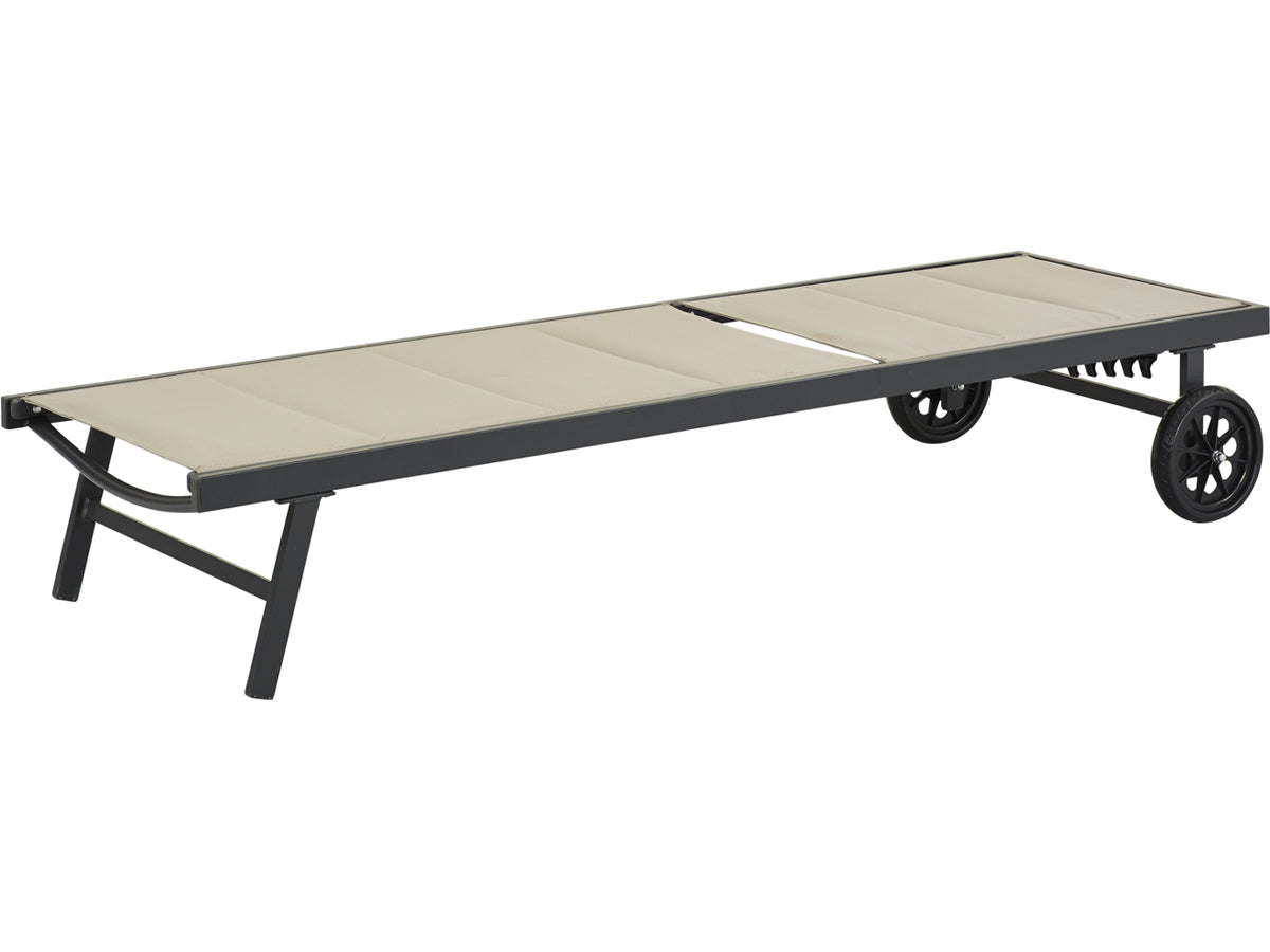 Lettino trapuntato in textilene e alluminio "Bella" - Phoenix - Taupe