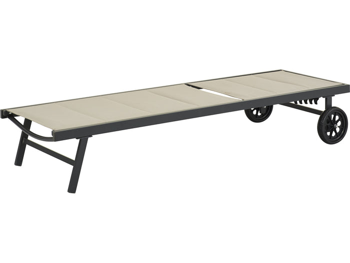 Lettino trapuntato in textilene e alluminio "Bella" - Phoenix - Taupe