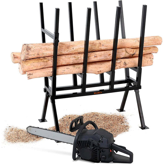 Cavalletto Taglialegna e Reggilegna Ripiegabile e Salvaspazio. Supporto per Taglio Legna manuale e con motosega.