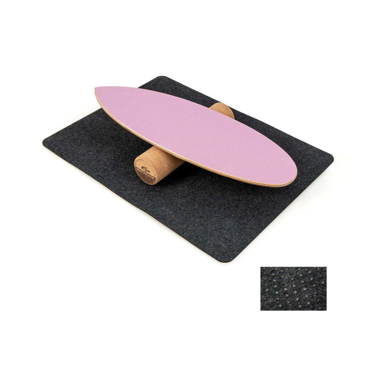 Tavola oscillante realizzata in legno di betulla e sughero, Balance board con rullo e copertura antiscivolo Rosa-Barre per flessioni