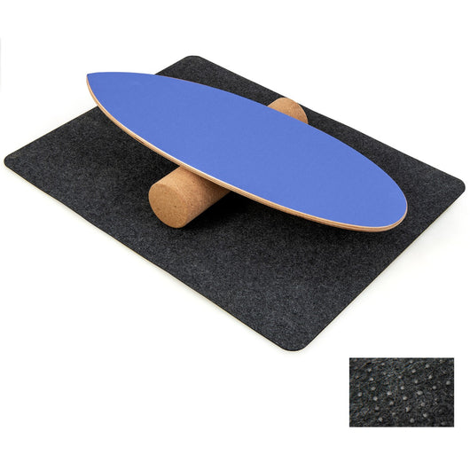 Tavola oscillante realizzata in legno di betulla e sughero, Balance board con rullo e copertura antiscivolo Blu scuro-Barre per flessioni