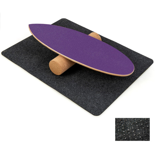 Tavola oscillante realizzata in legno di betulla e sughero, Balance board con rullo e copertura antiscivolo Viola-Barre per flessioni