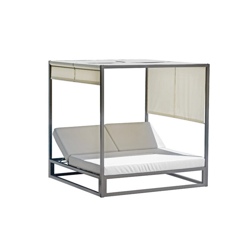 Baldacchino matrimoniale MOIA in alluminio tortora con cuscino in PVC-leather