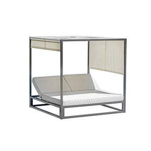 Baldacchino matrimoniale MOIA in alluminio tortora con cuscino in PVC-leather