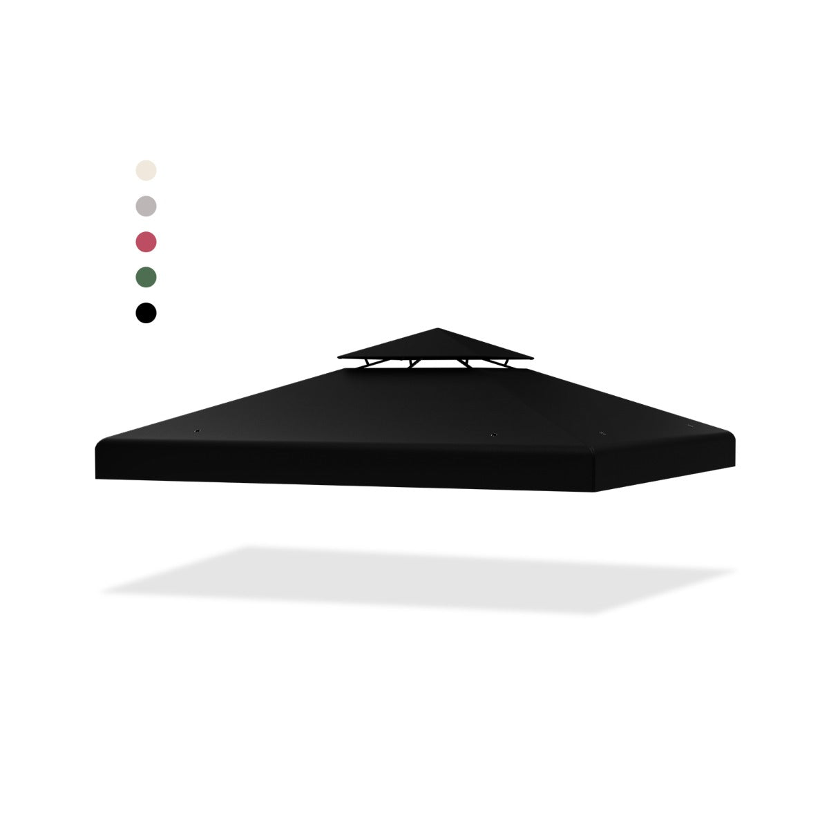 Copertura di ricambio per gazebo a 2 livelli da 300x300cm, Tettoia con fibbie in alluminio e chiusure a strappo Nero-Gazebo
