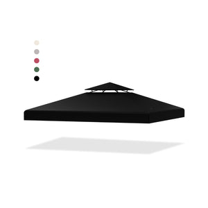 Copertura di ricambio per gazebo a 2 livelli da 300x300cm, Tettoia con fibbie in alluminio e chiusure a strappo Nero-Gazebo