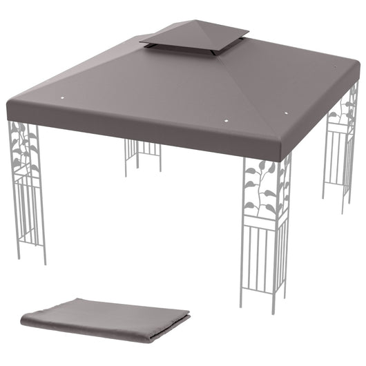 Copertura di ricambio per gazebo a 2 livelli da 300x300cm, Tettoia con fibbie in alluminio e chiusure a strappo Grigio-Gazebo