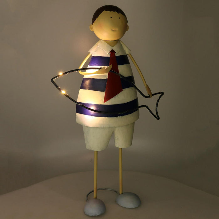 Bambino metallo mare pesce con led cm 38,73x15,87h64,13