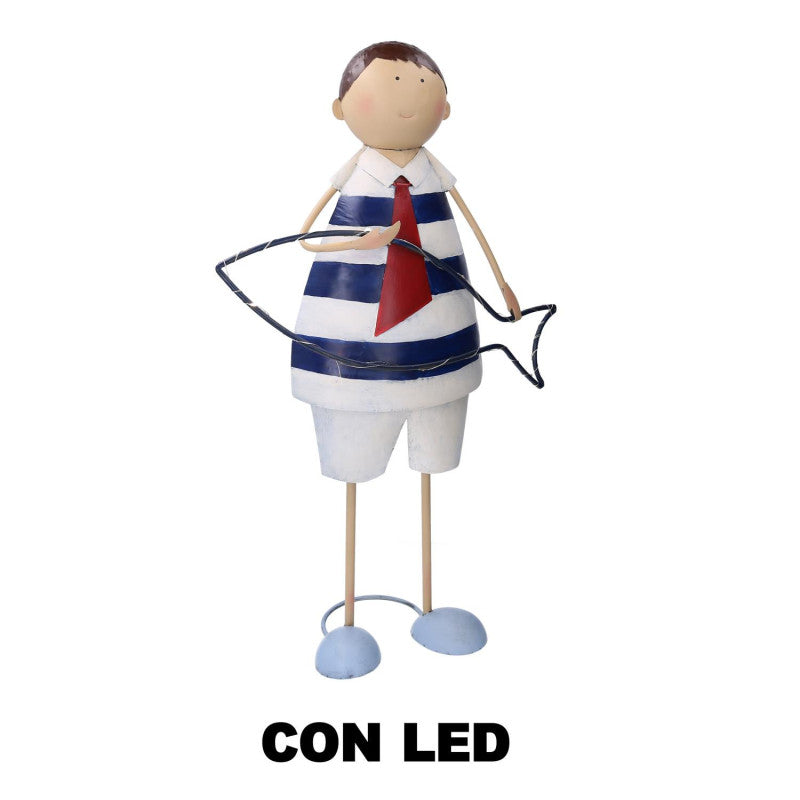 Bambino metallo mare pesce con led cm 38,73x15,87h64,13