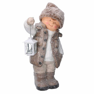 Bambino resina con lanterna beige cm 30x21h51