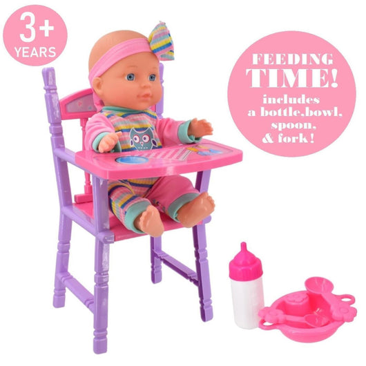 Trade Shop - Bambola Amore Mio Seggiolone Bambolotto Giocattolo Bambini Con Accessori Gioco         