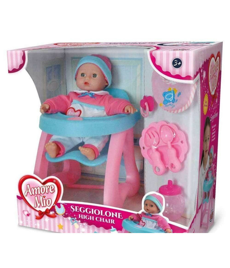 Bambola Amore Mio Seggiolone Bambolotto Giocattolo Bambini Con Accessori Gioco         