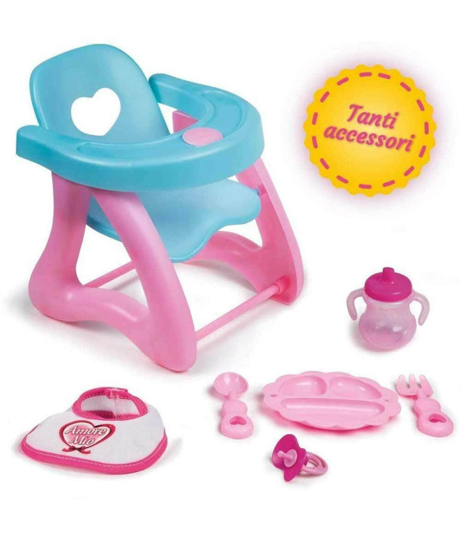 Bambola Amore Mio Seggiolone Bambolotto Giocattolo Bambini Con Accessori Gioco         