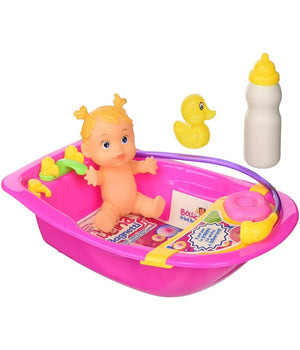 Bambola Bollicina Primi Bagnetti Con Vaschetta Biberon Accessori Bagnetto         