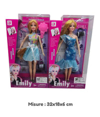 Bambola Emily Fashion Design Con Abito Colorato Accessori Gioco Per Bimbe Età  3+         
