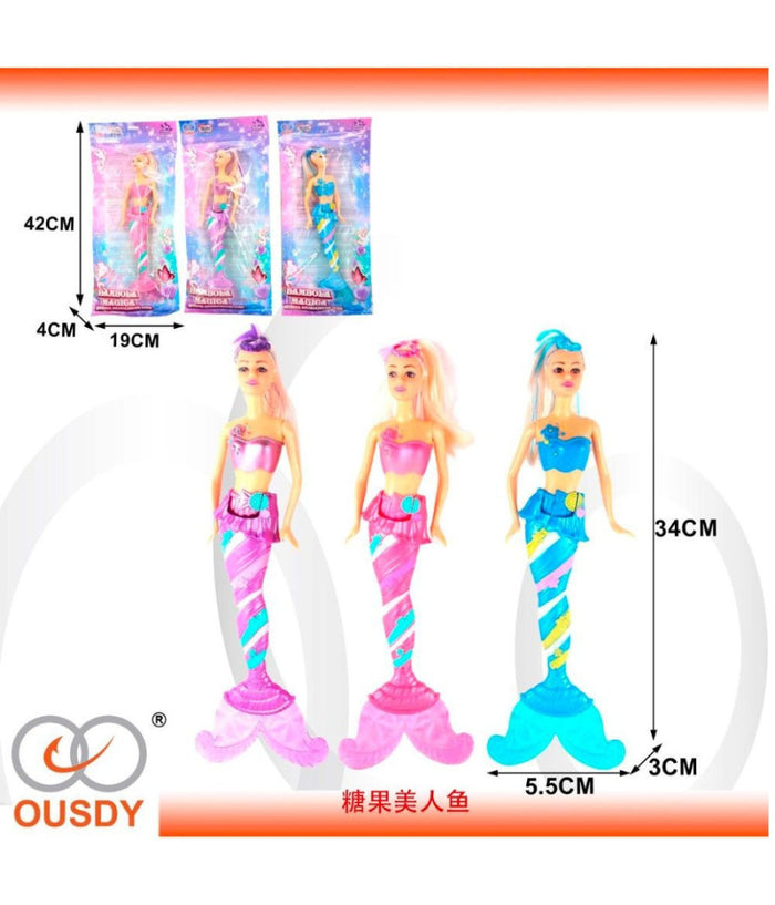 Bambola Muneca Sirenetta Principessa Del Mare Super Colorata Per Bambine Di 3+         