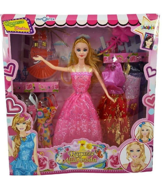 Bambola Ragazza Fashion Con Vari Accessori E Abiti Per Bambine Che Amano La Moda         