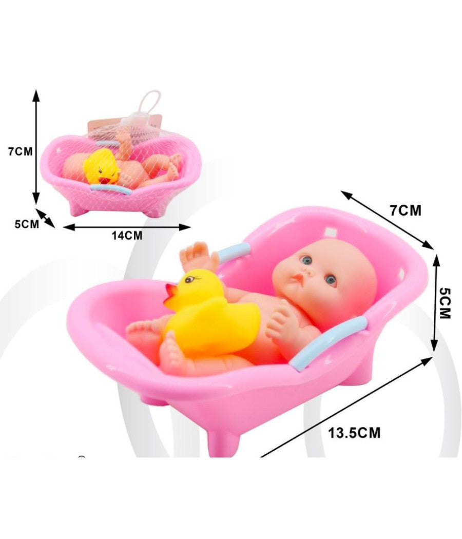 Bambolina Con Vaschetta Da Bagno E Paperella Bagnetto Giocattolo Per Bambine         