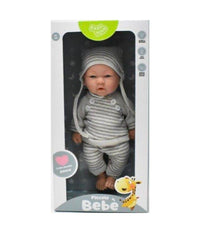 Bambolotto In Scatola Piccolo Bebè Giocattolo Bambini 3+ Vestiti Grigi 30 Cm         
