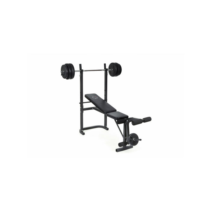Banc de musculation avec barre + poids 20 Kg inclus - O'Fitness - Idéal pour une activité physique à la maison
