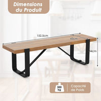 Panca da ingresso lunga 152,5 cm con struttura in metallo porta scarpe rustico in legno portata 300 kg naturale 20_0007794