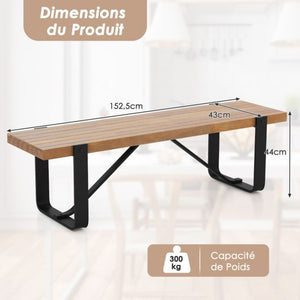 Panca da ingresso lunga 152,5 cm con struttura in metallo porta scarpe rustico in legno portata 300 kg naturale 20_0007794