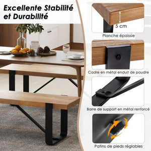 Panca da ingresso lunga 152,5 cm con struttura in metallo porta scarpe rustico in legno portata 300 kg naturale 20_0007794