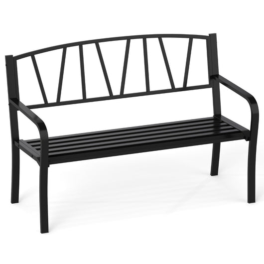 Panca da giardino in metallo 128 x 60 x 86 cm comoda per 2-3 persone design moderno atmosfera accogliente metallo nero 20_0010549