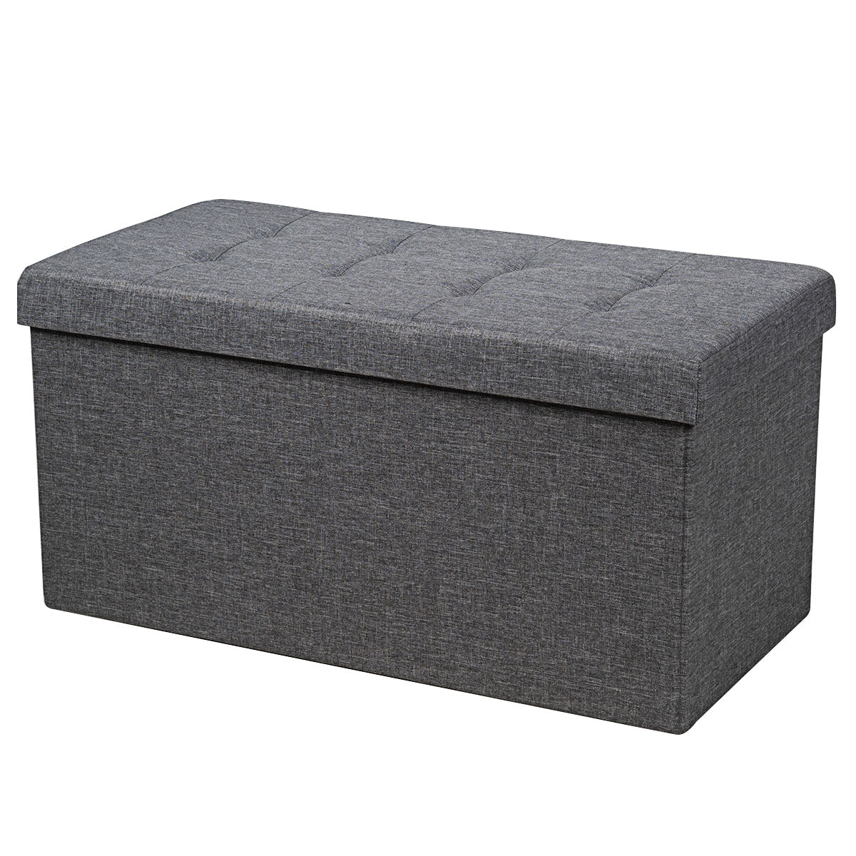 Pouf contenitore pieghevole 80 x 40,5 x 40,5 cm seduta comoda e vano portaoggetti nascosto tessuto Oxford grigio scuro 20_0013247