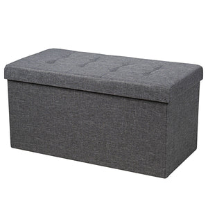 Pouf contenitore pieghevole 80 x 40,5 x 40,5 cm seduta comoda e vano portaoggetti nascosto tessuto Oxford grigio scuro 20_0013247