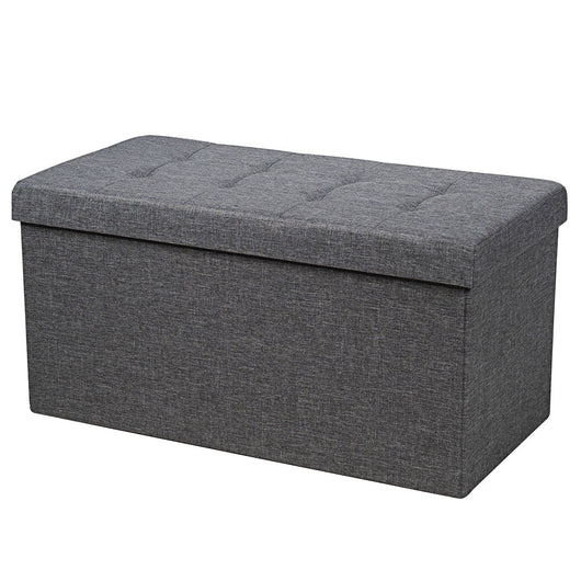 Pouf contenitore pieghevole 80 x 40,5 x 40,5 cm seduta comoda e vano portaoggetti nascosto tessuto Oxford grigio scuro 20_0013247