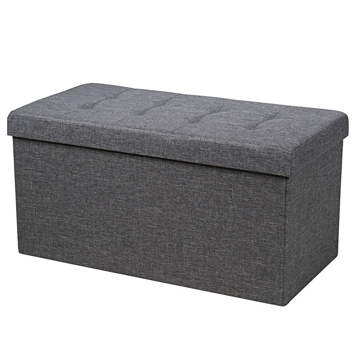 Pouf contenitore pieghevole 80 x 40,5 x 40,5 cm seduta comoda e vano portaoggetti nascosto tessuto Oxford grigio scuro 20_0013247