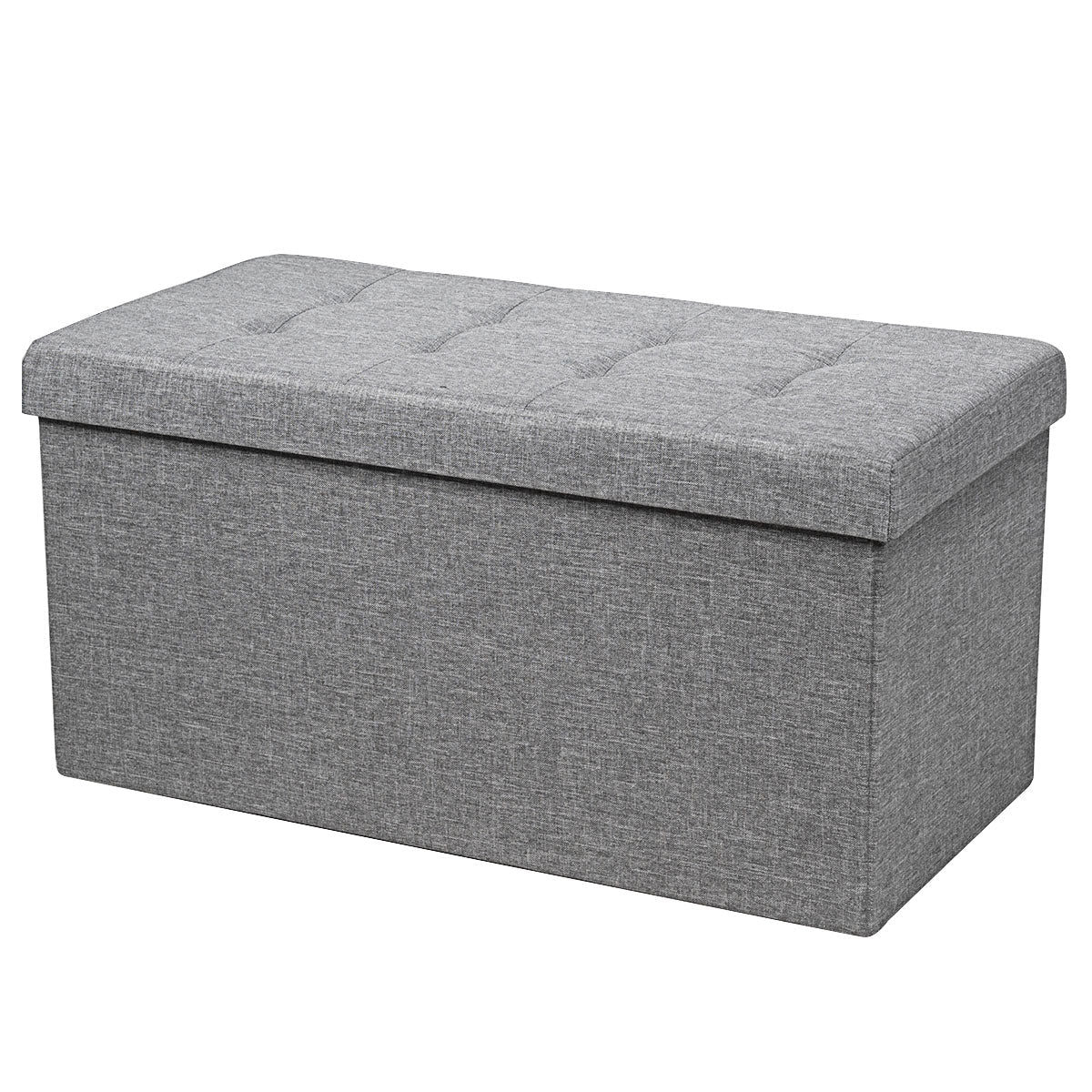 Pouf contenitore pieghevole 80 x 40,5 x 40,5 cm spazio di archiviazione nascosto comfort ottimale stile elegante in tessuto grigio chiaro 20_0013246