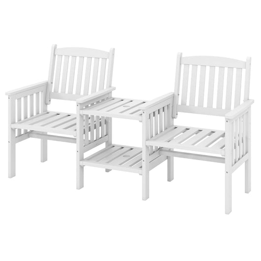 Set di mobili da giardino 165 x 60 x 88 cm con spazio di archiviazione e foro per ombrellone stile rustico legno bianco 20_0011912