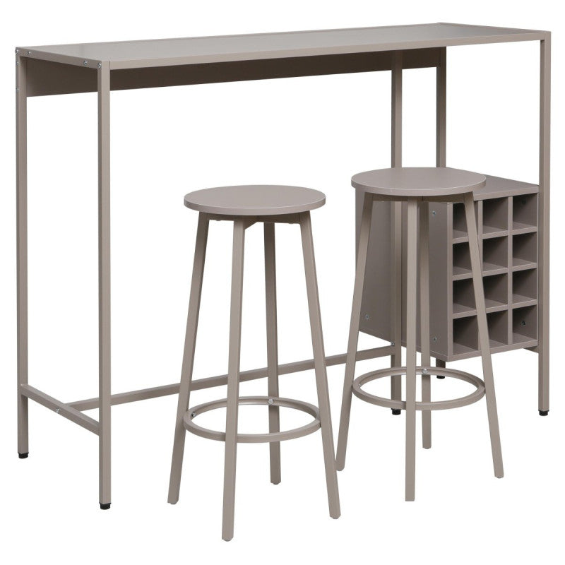 Banco Bar Grancru Con 2 Sgabelli E Cantinetta Tortora