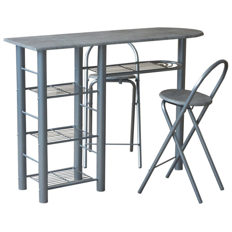 Banco Cucina E 2 Sgabelli Perth Silver Cemento