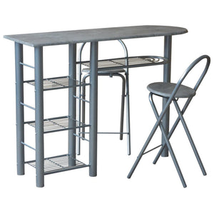 Banco Cucina E 2 Sgabelli Perth Silver Cemento