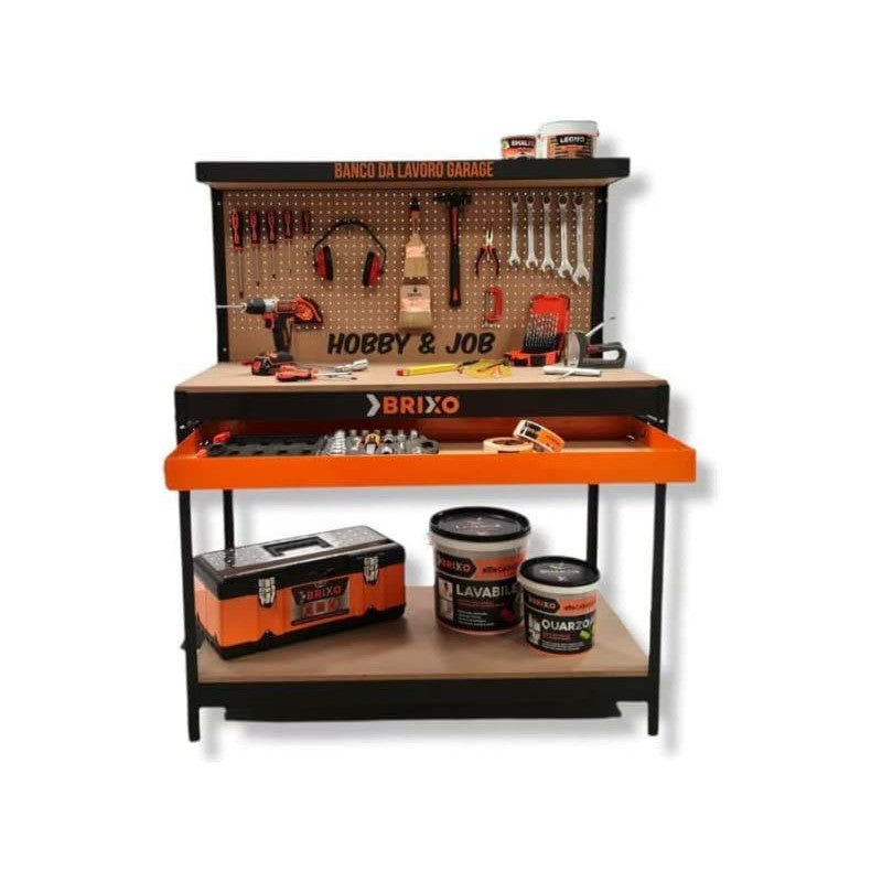 Banco da Lavoro con Pannello Portautensili Brixo Hobby&Job 120x60x150 cm