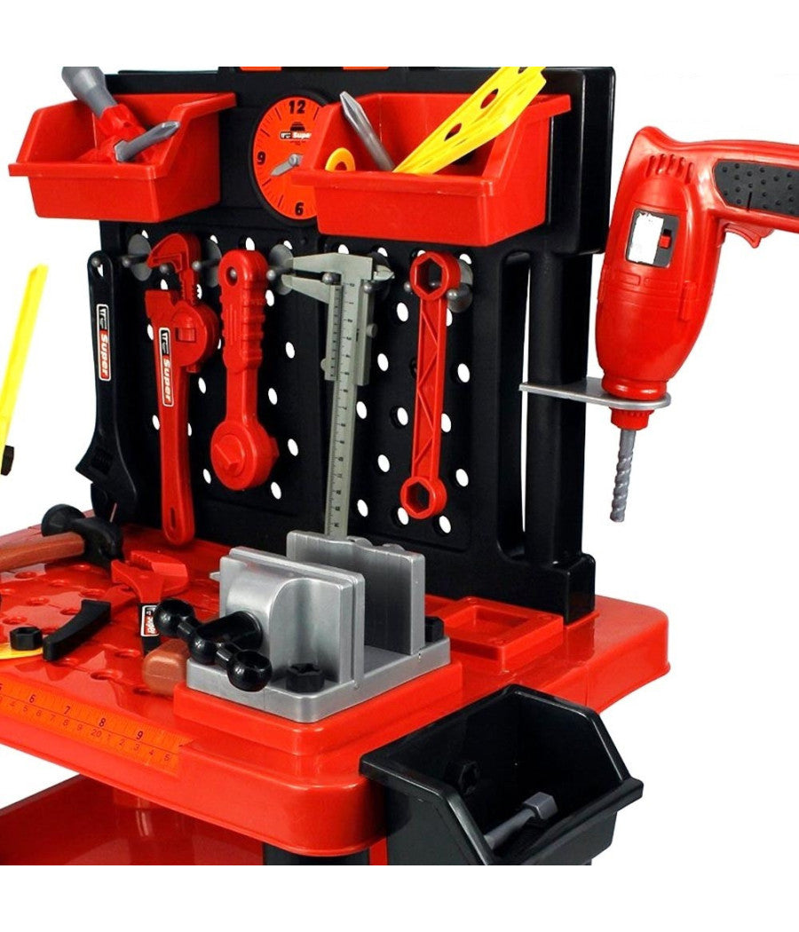 Banco Da Lavoro Per Bambini 54 Pezzi Attrezzi E Accessori Con Trapano Giocattolo         