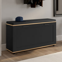 IDMarket - Banco de entrada VITO con cojín y zapatero, negro 100 cm