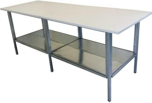 Banco lavoro di metallo con piano di legno per magazzino cm. 240x120x93h