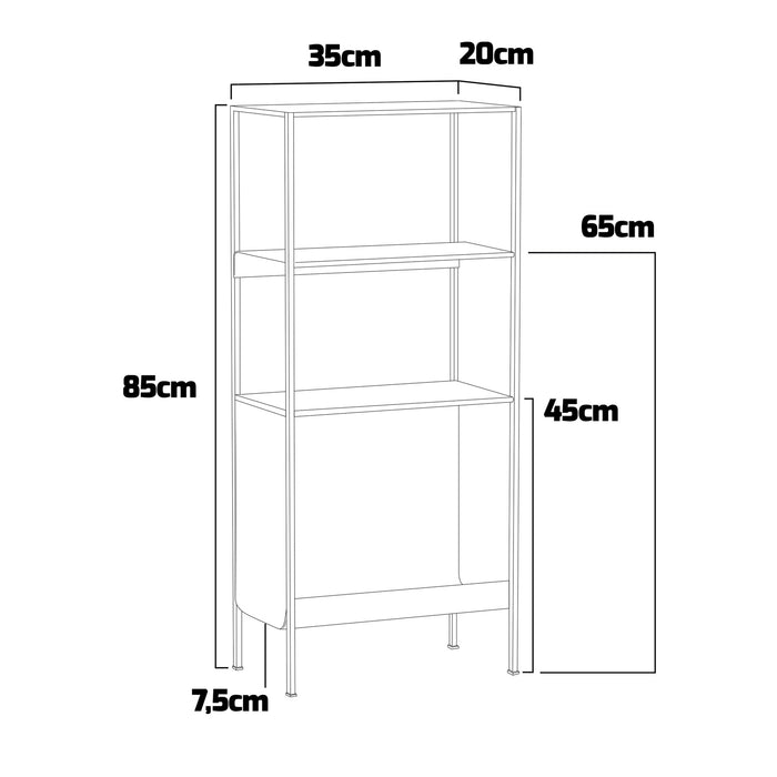 Bandha - Scaffale in metallo con 4 ripiani 85x35x20 cm