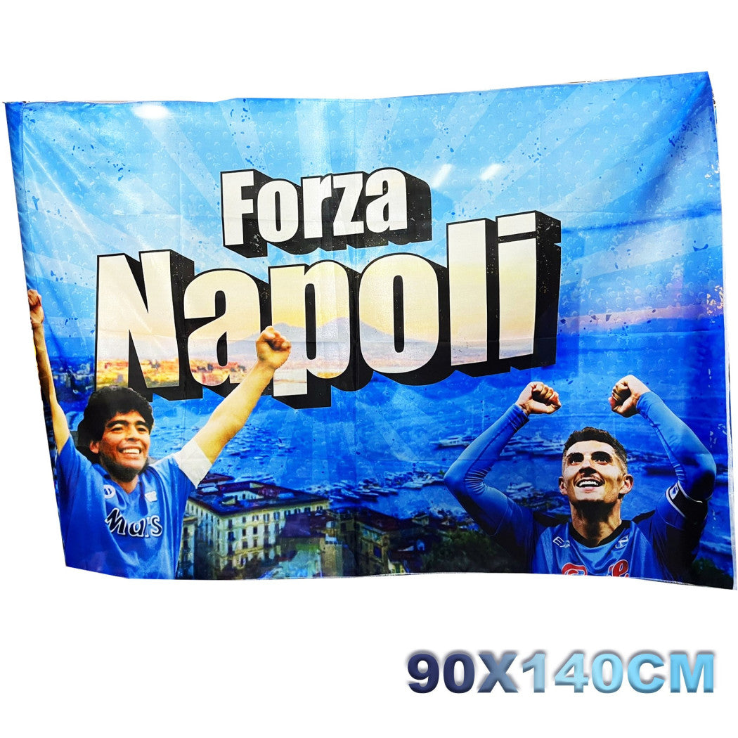 Trade Shop - Bandiera Forza Napoli Festa 3 Scudetto Diego Armando Maradona Dilorenzo 90x140cm -