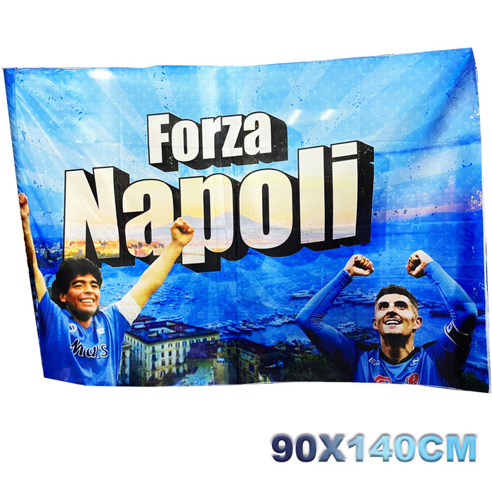 Trade Shop - Bandiera Forza Napoli Festa 3 Scudetto Diego Armando Maradona Dilorenzo 90x140cm -