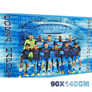 Trade Shop - Bandiera Forza Napoli Squadra Completa E Stadio Sempre Al Tuo Fianco 90x140cm -