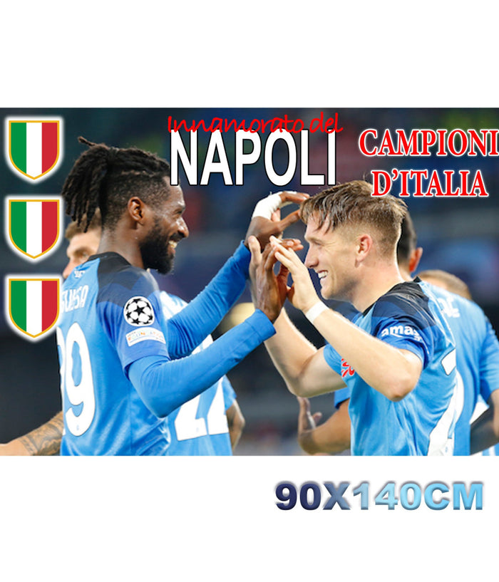 Bandiera Napoli Festa 3 Scudetto Campioni D'italia Anguissa Zielinski 90x140cm         