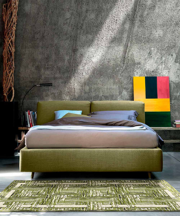 Tappeto moderno BANGKOK VERDE contemporaneo geometrico astratto, passatoia arredo multiuso lavabile antiscivolo cm.55x280