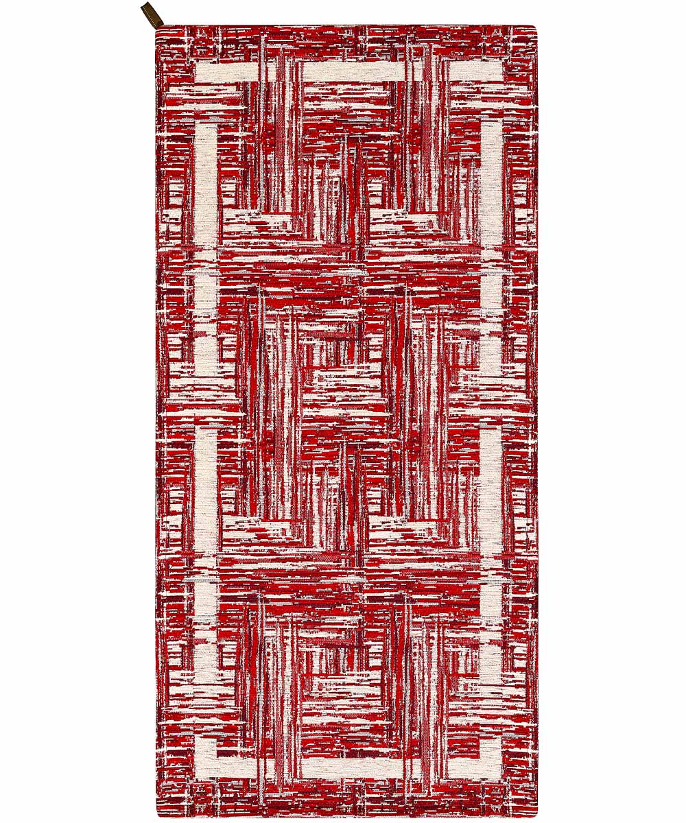 Coppia tappeti moderni BANGKOK ROSSO geometrico astratto, passatoie arredo camera matrimoniale scendiletto lavabili antiscivolo cm.65x110 (Coppia)