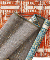 Tappeto moderno BANGKOK ARANCIONE contemporaneo geometrico astratto, passatoia arredo multiuso lavabile antiscivolo cm.55x140